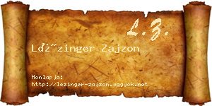 Lézinger Zajzon névjegykártya